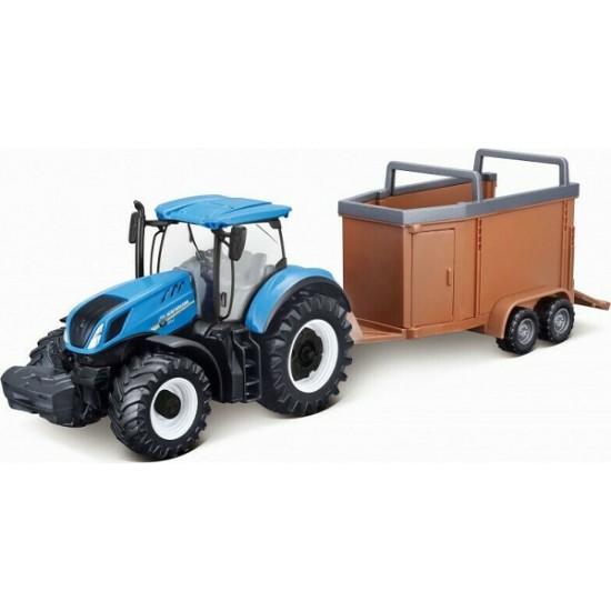 Τρακτέρ+Καρότσα Μεταφοράς Αλόγων New Holland T7.315 Burago 31656