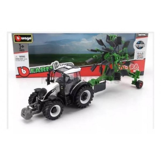 Τρακτέρ+Καρότσα Valtra N174 Tractor With Whirl Rake Burago 31673