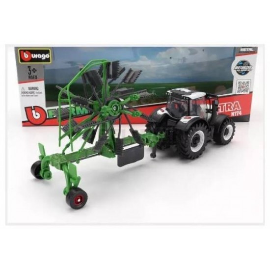 Τρακτέρ+Καρότσα Valtra N174 Tractor With Whirl Rake Burago 31673