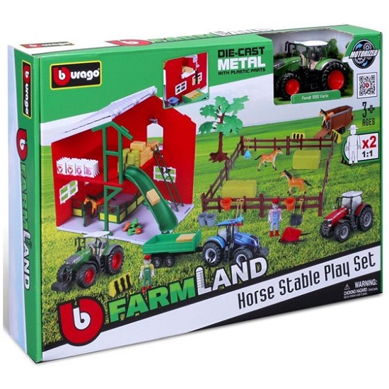 Farmland Horse Stable with 1 Tractor  Bburago 31682