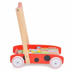 Ξύλινη Περπατούρα με Οικοδομικό Υλικό Wooden Baby walker Moni toys 3800146223052