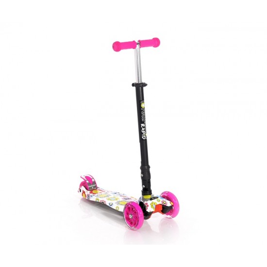 Πατίνι Scooter Rapid Τρίτροχο με Φωτιζόμενους Τροχούς Pink Flowers Lorelli 10390040001