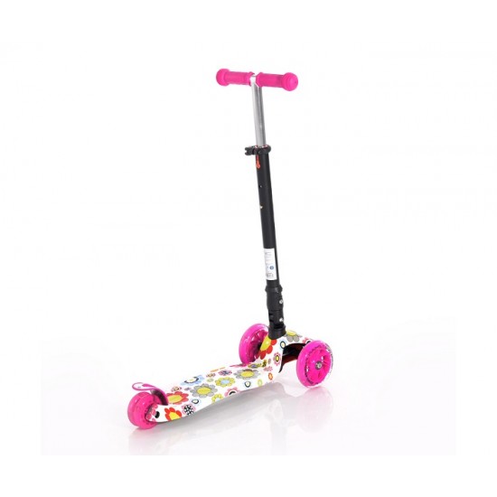 Πατίνι Scooter Rapid Τρίτροχο με Φωτιζόμενους Τροχούς Pink Flowers Lorelli 10390040001