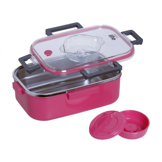 Ορθογώνιο Φαγητοδοχείο 850ml Ροζ Ecolife 9050