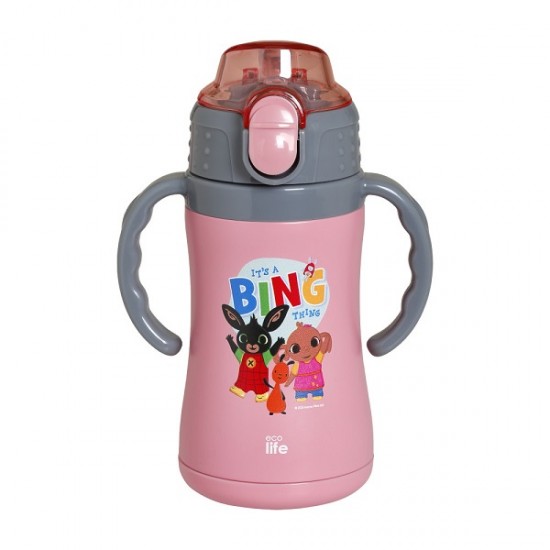 Παιδικό Θερμός Με Καλαμάκι 300ml Kids Thermos 'It's A Bing Thing' Pink Ecolife 33-BO-2125