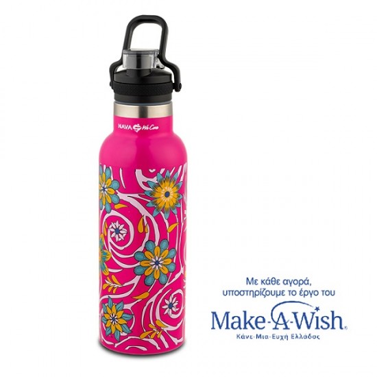 Θερμός μπουκάλι ανοξείδωτο "We Care", magenta 500ml Nava 10-016-020