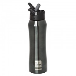 Black Thermos 550ml Mε εσωτερικό καλαμάκι Ecolife 3020