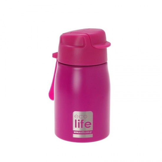 Παγουράκι Νέο! Pink 400ml καλαμάκι  Ecolife 33-BO-1997