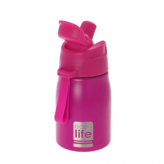 Παγουράκι Νέο! Pink 400ml καλαμάκι  Ecolife 33-BO-1997