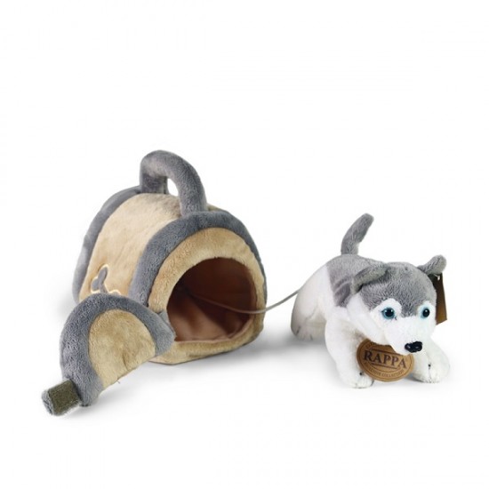 Λούτρινος Σκύλος Husky Με Τσαντάκι Βόλτας 13 εκ. Eco-Friendly Rappa 209756