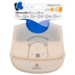 Σαλιάρα Σιλικόνης με Τσέπη Bear With Me Grey Kikka boo 31303030045