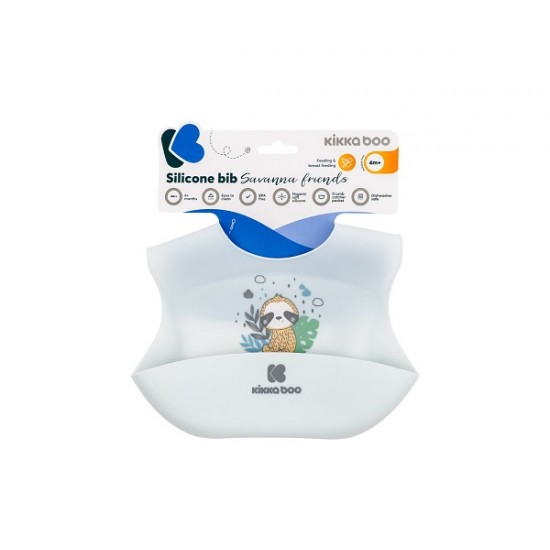 Σαλιάρα Σιλικόνης με Τσέπη Savanna Friends Blue Kikkaboo 31303030027
