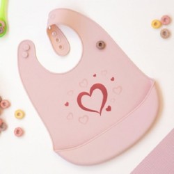 Σαλιάρα Σιλικόνης  Ροζ Καρδιά Kiokids 3017