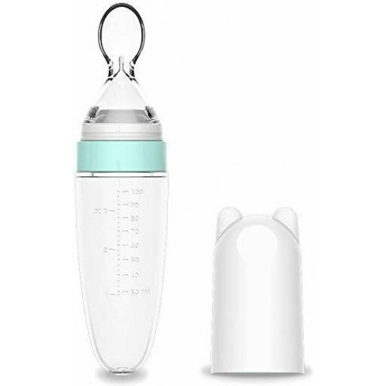 Μπιμπερό Σιλικόνης Με Κουτάλι Silicone squeeze feeding bottle with spoon 90ml Rocket Mint Kikkaboo 31302020065