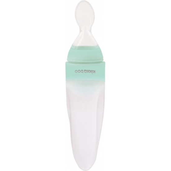 Μπιμπερό Σιλικόνης Με Κουτάλι Silicone squeeze feeding bottle with spoon 90ml Rocket Mint Kikkaboo 31302020065