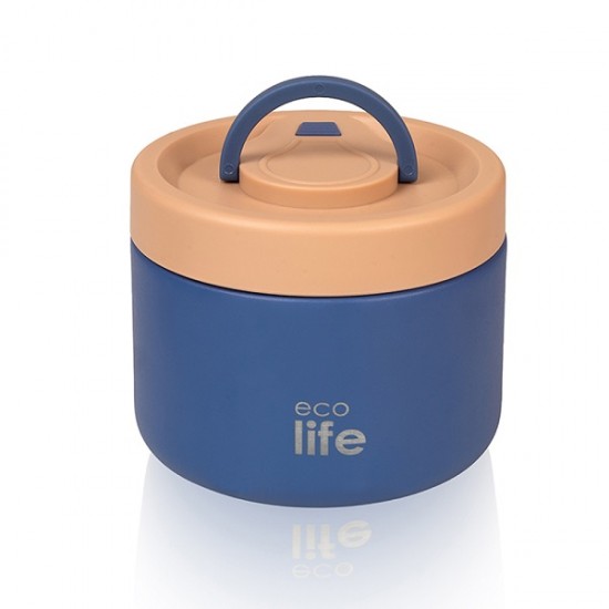 Στρόγγυλο Θερμός Φαγητού 650ml Μπλε Ecolife 9063
