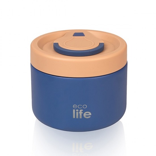 Στρόγγυλο Θερμός Φαγητού 650ml Μπλε Ecolife 9063