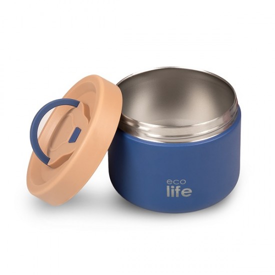 Στρόγγυλο Θερμός Φαγητού 650ml Μπλε Ecolife 9063