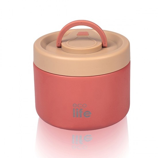 Στρόγγυλο Θερμός Φαγητού 650ml Κοραλλί Ecolife 9062