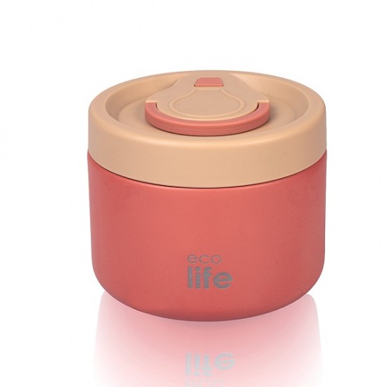 Στρόγγυλο Θερμός Φαγητού 650ml Κοραλλί Ecolife 9062