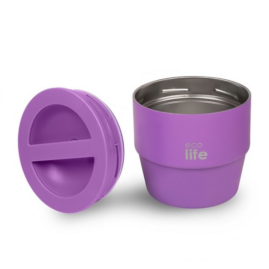 Στρογγυλό Θερμός Φαγητού 750ml Μωβ Ecolife 9064