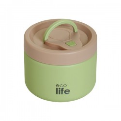 Στρογγυλό Θερμός Φαγητού 650ml Πράσινο Ecolife 9095