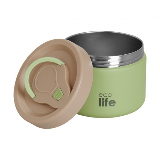 Στρογγυλό Θερμός Φαγητού 650ml Πράσινο Ecolife 9095