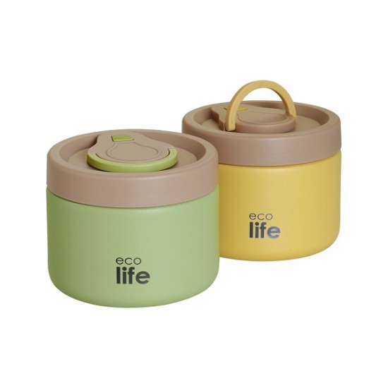 Στρογγυλό Θερμός Φαγητού 650ml Πράσινο Ecolife 9095