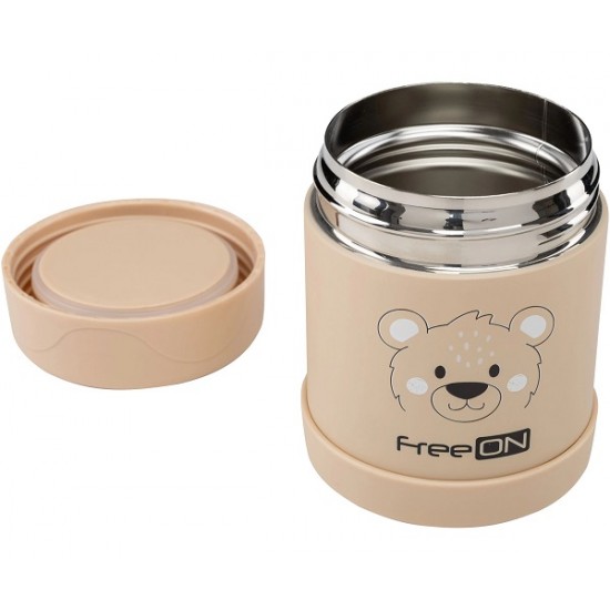 Θερμός Φαγητού 350ml Bear Beige FreeOn 380739