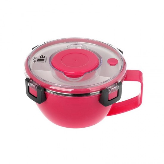 Φαγητοδοχείο thermos 850ml με χώρισμα Pink Ecolife 9071