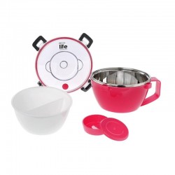 Φαγητοδοχείο thermos 850ml με χώρισμα Pink Ecolife 9071