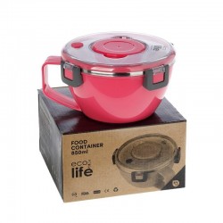 Φαγητοδοχείο thermos 850ml με χώρισμα Pink Ecolife 9071